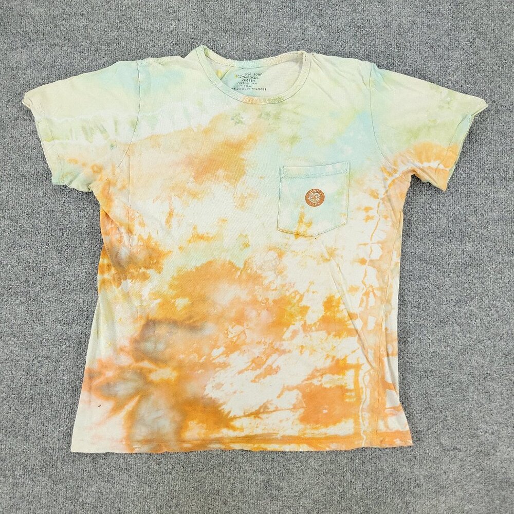 Mowgli Surf Shirt Men Small Orange Tie Dye Logo Pocket Graphic Tee Short Sleeve